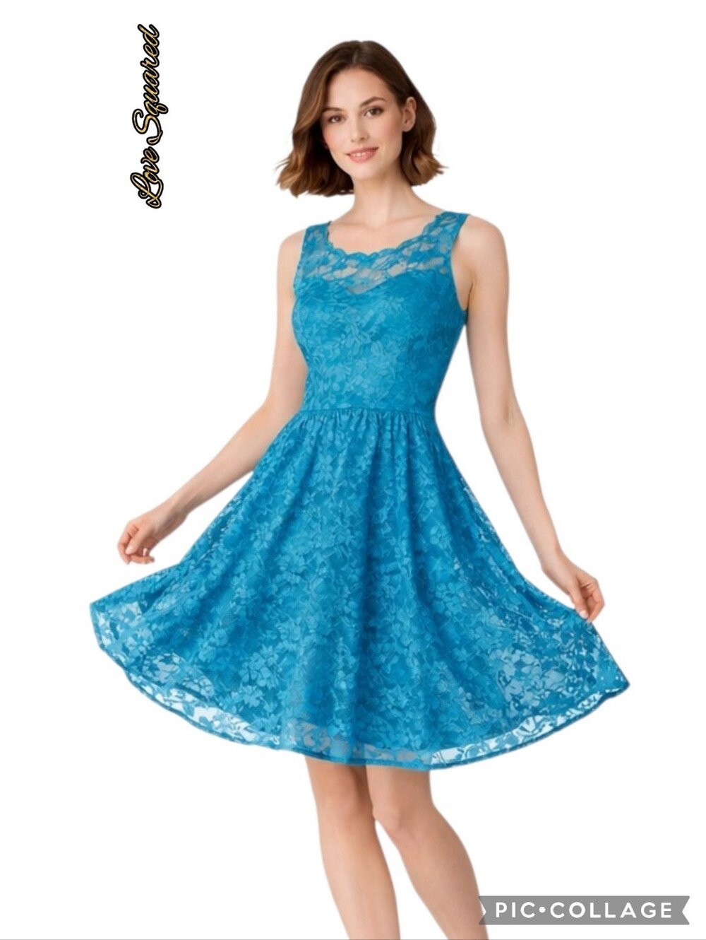 Love Squared dress sleeveless teal lace lined pullover size 2x nwt